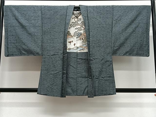 平和屋着物∞男性　羽織　髭紬地　霞文　正絹　逸品　未使用　CABD4780ua