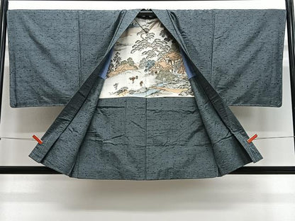 平和屋着物∞男性　羽織　髭紬地　霞文　正絹　逸品　未使用　CABD4780ua