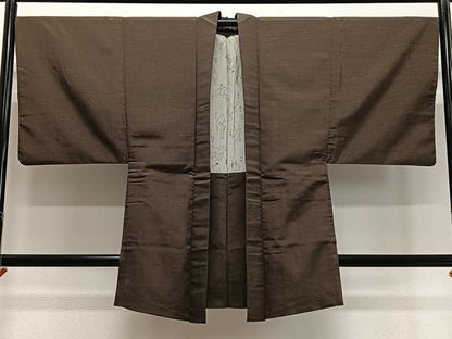 平和屋着物∞男性　長羽織　紬地　霞文　正絹　逸品　CABD4781ua