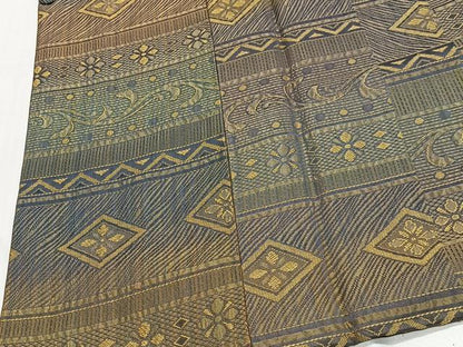 平和屋着物∞染色家 岩浅公展　道行コート　花菱文　黄金糸　ロング丈　正絹　逸品　CABD4784ua
