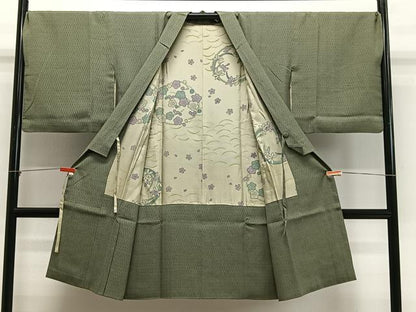 平和屋着物∞道中着　格子　ロング丈　正絹　逸品　CABD4785ua