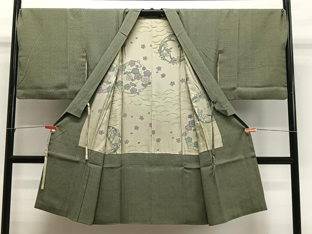 平和屋着物∞道中着　格子　ロング丈　正絹　逸品　CABD4785ua