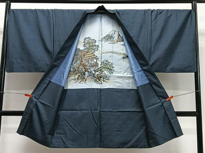 平和屋着物∞男性　長羽織　本場大島紬　100亀甲　総詰め　正絹　逸品　CABD4788ua