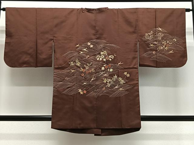 平和屋着物∞道行コート　刺繍　花鳥文　正絹　逸品　CABD4789ua