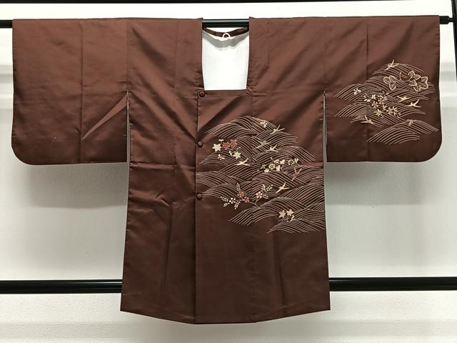 平和屋着物∞道行コート　刺繍　花鳥文　正絹　逸品　CABD4789ua