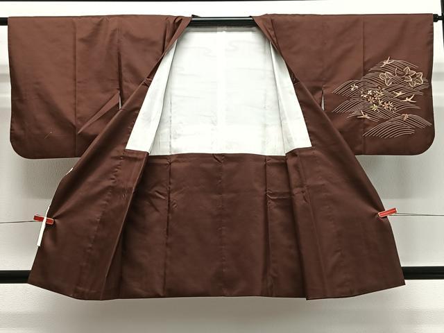 平和屋着物∞道行コート　刺繍　花鳥文　正絹　逸品　CABD4789ua