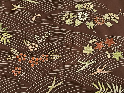 平和屋着物∞道行コート　刺繍　花鳥文　正絹　逸品　CABD4789ua