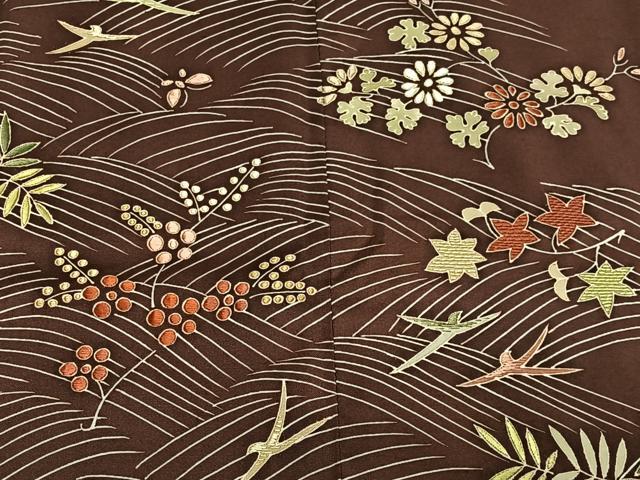 平和屋着物∞道行コート　刺繍　花鳥文　正絹　逸品　CABD4789ua