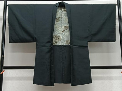 平和屋着物∞男性　長羽織　百入茶色　正絹　逸品　CABD4791ua