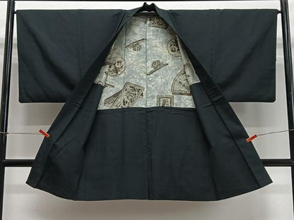 平和屋着物∞男性　長羽織　百入茶色　正絹　逸品　CABD4791ua