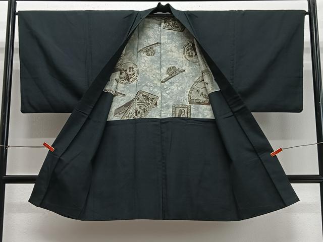 平和屋着物∞男性　長羽織　百入茶色　正絹　逸品　CABD4791ua