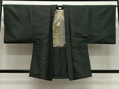 平和屋着物∞男性　羽織　紬地　百入茶色　正絹　逸品　CABD4794ua