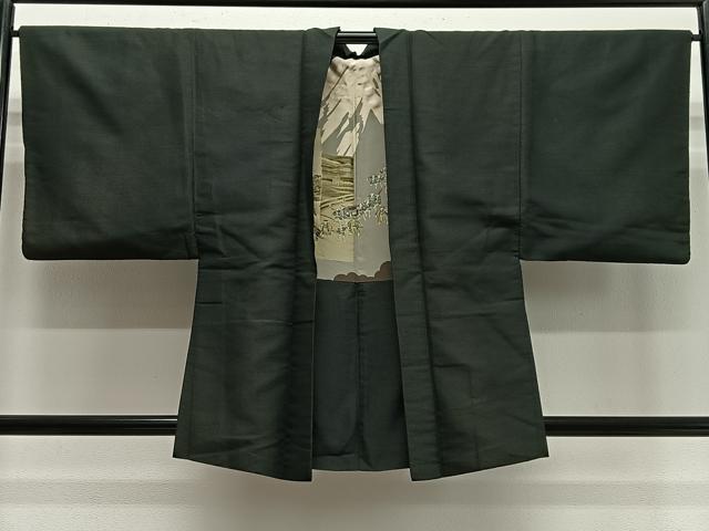 平和屋着物∞男性　羽織　紬地　百入茶色　正絹　逸品　CABD4794ua