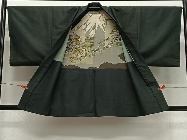 平和屋着物∞男性　羽織　紬地　百入茶色　正絹　逸品　CABD4794ua