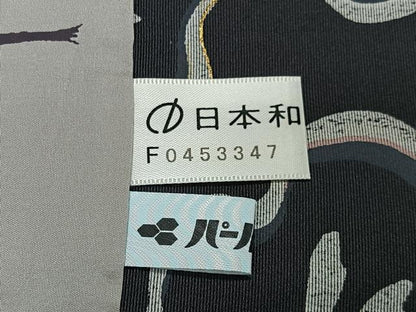 平和屋着物∞道中着　舞花文　金彩　ロング丈　正絹　逸品　CABD4799ua