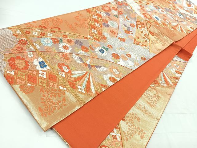 平和屋着物◎六通柄袋帯 唐織 花蝶文 金銀糸 正絹 逸品 CABD4801nb