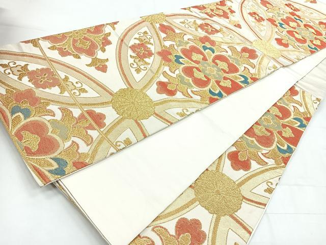 平和屋着物◎六通柄袋帯 正倉院花文 金糸 正絹 逸品 CABD4806nb