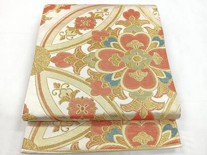 平和屋着物◎六通柄袋帯 正倉院花文 金糸 正絹 逸品 CABD4806nb