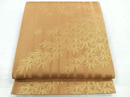 平和屋着物◎西陣 六通柄袋帯 笹竹文 金糸 正絹 逸品 CABD4808nb