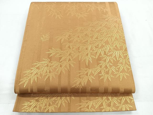 平和屋着物◎西陣 六通柄袋帯 笹竹文 金糸 正絹 逸品 CABD4808nb