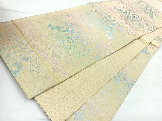 平和屋着物◎佐賀錦 六通柄袋帯 束ね熨斗花文 金銀糸 正絹 逸品 CABD4812nb