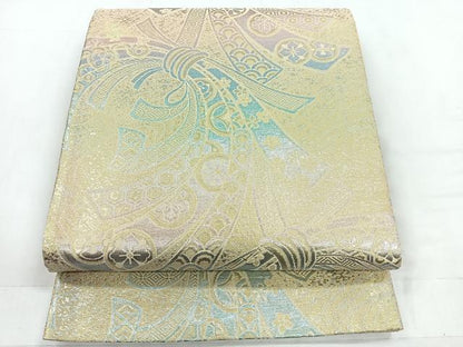 平和屋着物◎佐賀錦 六通柄袋帯 束ね熨斗花文 金銀糸 正絹 逸品 CABD4812nb