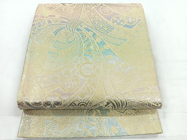 平和屋着物◎佐賀錦 六通柄袋帯 束ね熨斗花文 金銀糸 正絹 逸品 CABD4812nb