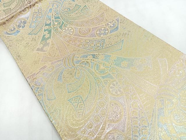 平和屋着物◎佐賀錦 六通柄袋帯 束ね熨斗花文 金銀糸 正絹 逸品 CABD4812nb