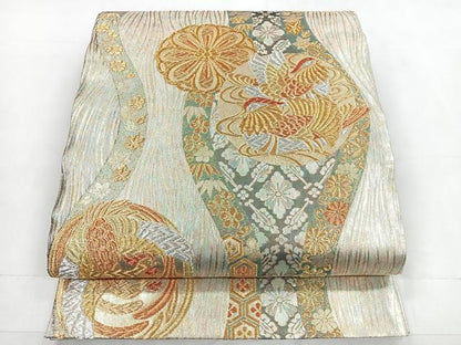 平和屋着物◎六通柄袋帯 鳳凰花文 稔金 金銀糸 引箔正絹 逸品 CABD4825nb
