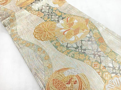平和屋着物◎六通柄袋帯 鳳凰花文 稔金 金銀糸 引箔正絹 逸品 CABD4825nb