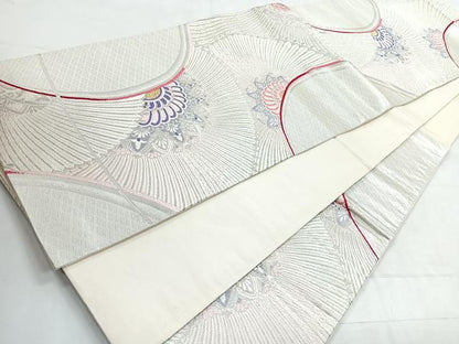 平和屋着物◎六通柄袋帯 唐織 孔雀羽文 金銀糸 正絹 逸品 CABD4831nb