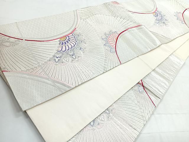 平和屋着物◎六通柄袋帯 唐織 孔雀羽文 金銀糸 正絹 逸品 CABD4831nb