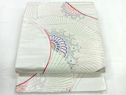 平和屋着物◎六通柄袋帯 唐織 孔雀羽文 金銀糸 正絹 逸品 CABD4831nb
