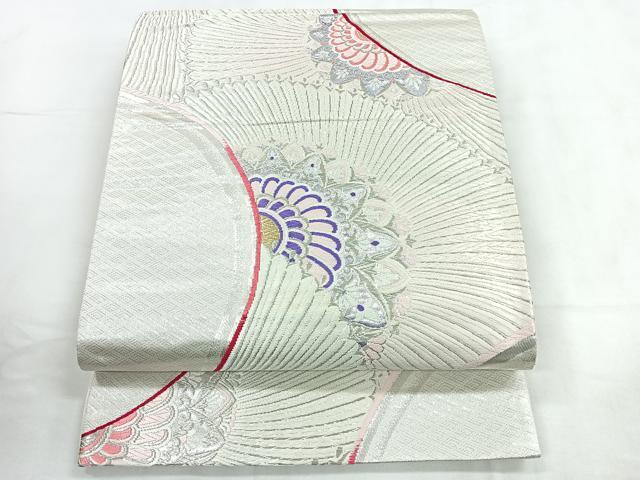 平和屋着物◎六通柄袋帯 唐織 孔雀羽文 金銀糸 正絹 逸品 CABD4831nb