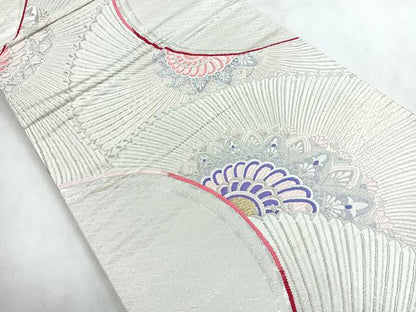 平和屋着物◎六通柄袋帯 唐織 孔雀羽文 金銀糸 正絹 逸品 CABD4831nb