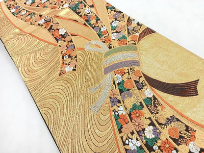 平和屋着物◎六通柄袋帯　唐織　幻彩華　金銀糸　正絹　逸品　CABD4832nb