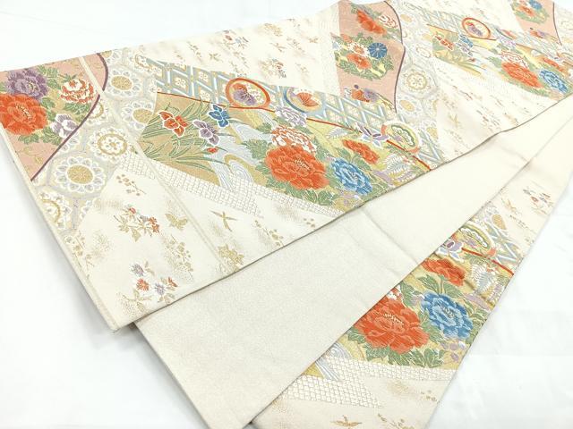 平和屋着物◎六通柄袋帯　瑞祥聚楽文　九百別織　金糸　正絹　逸品　CABD4835nb