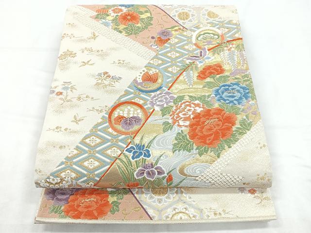 平和屋着物◎六通柄袋帯　瑞祥聚楽文　九百別織　金糸　正絹　逸品　CABD4835nb