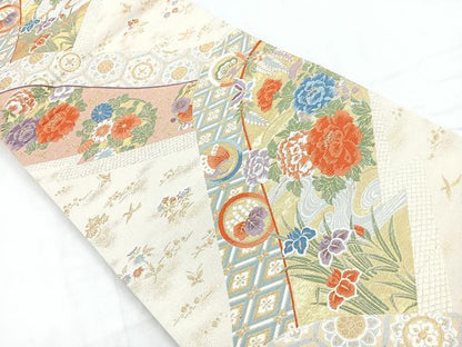 平和屋着物◎六通柄袋帯　瑞祥聚楽文　九百別織　金糸　正絹　逸品　CABD4835nb
