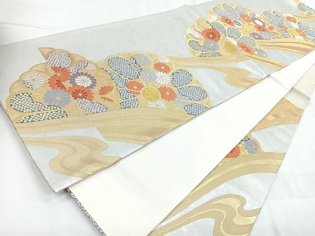 平和屋着物◎六通柄袋帯　唐織　吉祥花文　金銀糸　正絹　逸品　CABD4843nb