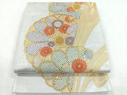 平和屋着物◎六通柄袋帯　唐織　吉祥花文　金銀糸　正絹　逸品　CABD4843nb