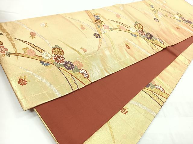 平和屋着物◎六通柄袋帯　唐織　雪輪花文　金糸　鈴乃屋扱い　正絹　逸品　CABD4845nb