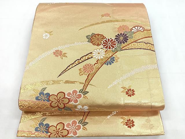 平和屋着物◎六通柄袋帯　唐織　雪輪花文　金糸　鈴乃屋扱い　正絹　逸品　CABD4845nb