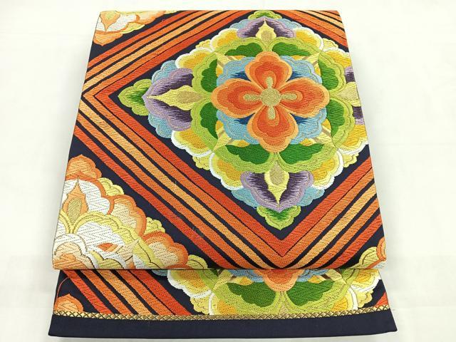 平和屋着物◎六通柄袋帯　唐織　花菱文　金糸　正絹　逸品　CABD4846nb