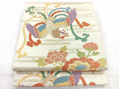 平和屋着物◎六通柄袋帯　唐織　鳳凰更紗花文　金糸　正絹　逸品　CABD4879nb