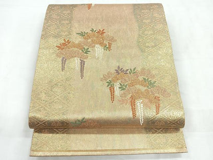 平和屋着物◎六通柄袋帯　唐織　献上松文様　金糸　引箔　正絹　逸品　CABD4884nb