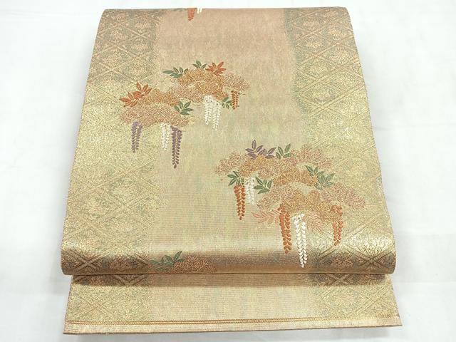 平和屋着物◎六通柄袋帯　唐織　献上松文様　金糸　引箔　正絹　逸品　CABD4884nb