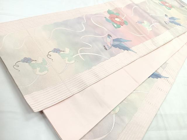 平和屋着物◎六通柄袋帯 花鳥文 金銀糸 正絹 逸品 CABD4897nb