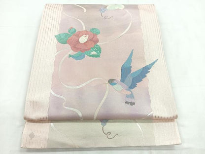 平和屋着物◎六通柄袋帯 花鳥文 金銀糸 正絹 逸品 CABD4897nb