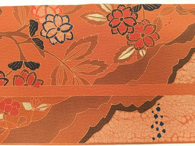 平和屋着物◎九寸名古屋帯 花間道 金彩 正絹 逸品 CABD4931nb